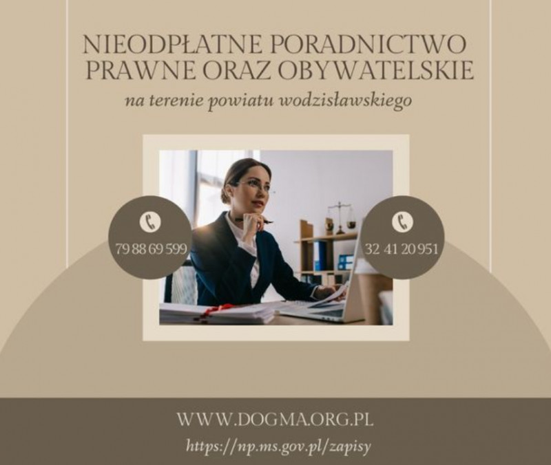 zdjęcie wyróżniające Zachęcamy do skorzystania z bezpłatnej pomocy prawnej przez mieszkańców powiatu wodzisławskiego